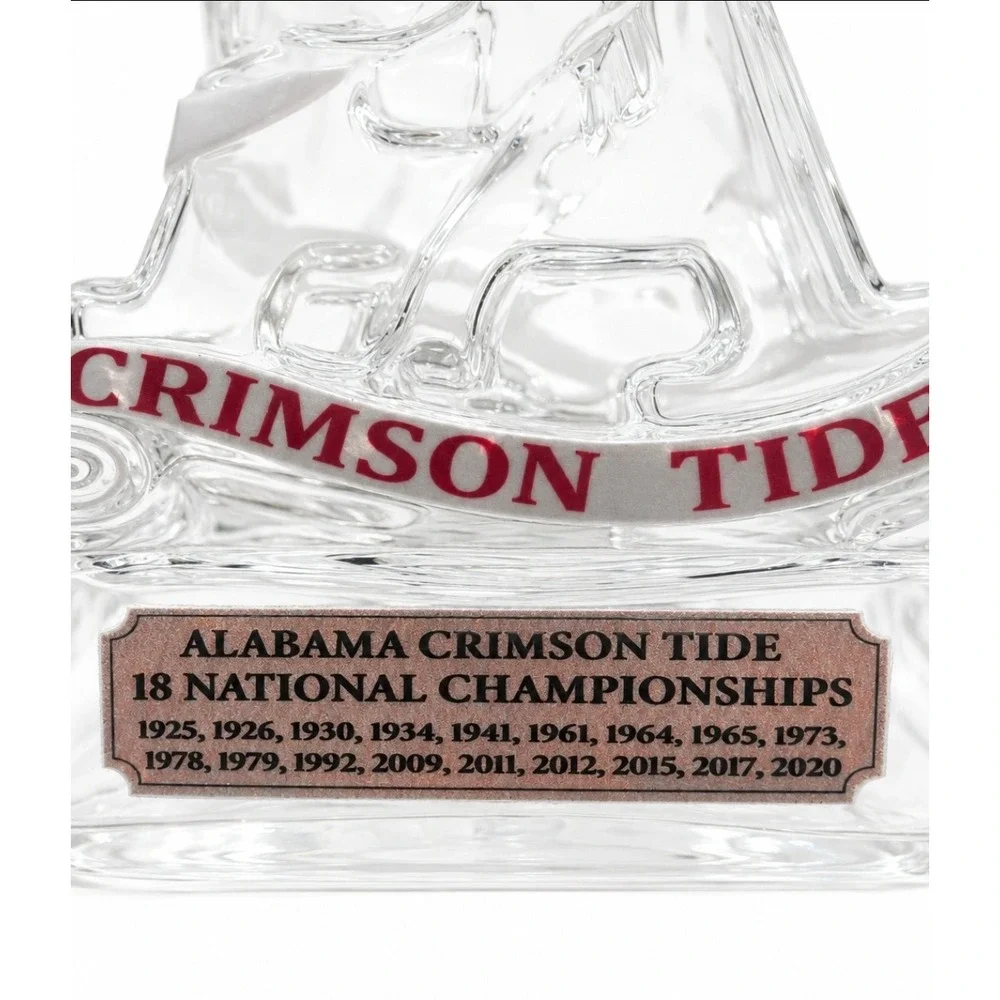 Alabama Crimson Tide 18 National Championships Glass Decanter Elephant Clear